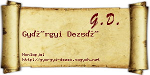 Györgyi Dezső névjegykártya